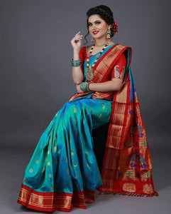 Beautiful Sky Blue Color Designer Silk Printed Sari DS-1008