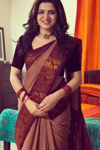 Elegant Coffee Colored Designer Silk Printed Sari DS-1031