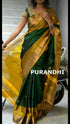 Awesome Yellow & Green Colored Designer Silk Printed Sari DS-1046