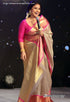 Unique Cream Colored Women's Soft Silk Saree With Blouse DS-1060