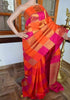 Stunning Orange Colored Designer Silk Printed Sari DS-1071