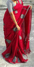 Stunning Red Color Linen Digital Printed Saree LS-101