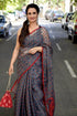 Unique Grey colour Linen Digital Printed Saree LS-105