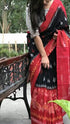 Trand Looking Red & Black Color Linen Digital Printed Saree LS-113