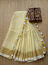 Stunning Cream Color Linen Digital Printed Saree LS-163