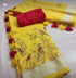 New Design Yellow Colour Linen Digital Printed Saree LS-206