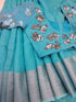 Elegant Blue colour Linen Digital Printed Saree LS-210